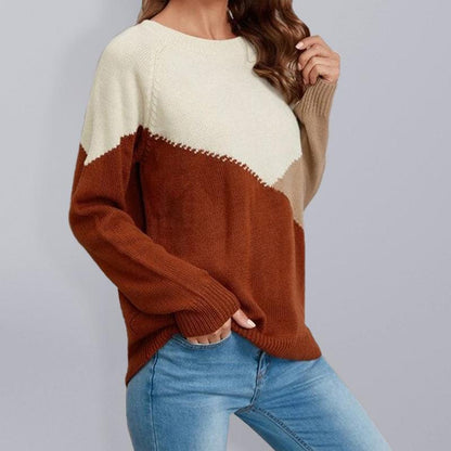 Long Sleeve Multicolor Women Sweater Top - Pullover Sweater - LeStyleParfait