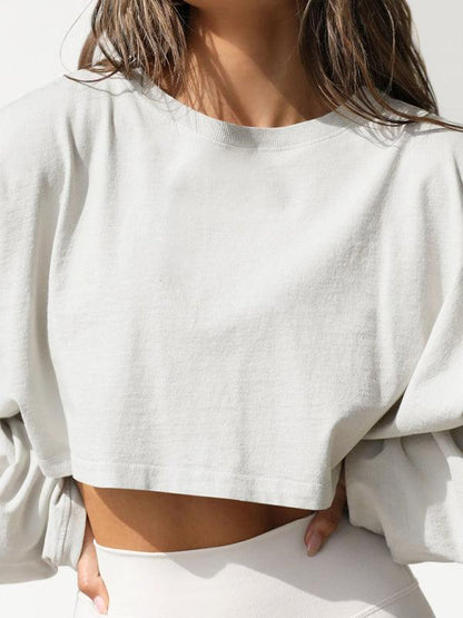 Loose Women Crop Sweatshirt - Women Sweatshirt - LeStyleParfait