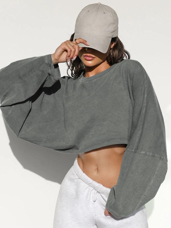 Loose Women Crop Sweatshirt - Women Sweatshirt - LeStyleParfait