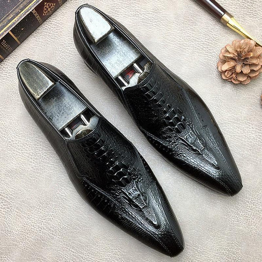 Men Dress Shoes - Basilio Serpentine Pointed Toe Shoes - LeStyleParfait Kenya