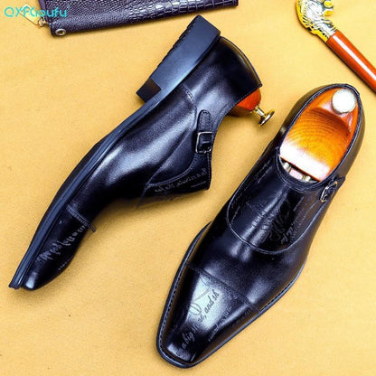 Men Dress Shoes - Cencio Monk Strap Oxford Shoes - LeStyleParfait Kenya