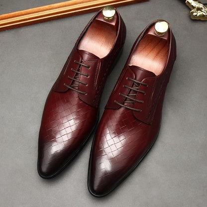 Men Dress Shoes - Weaved Style Oxford Leather Shoes - LeStyleParfait Kenya