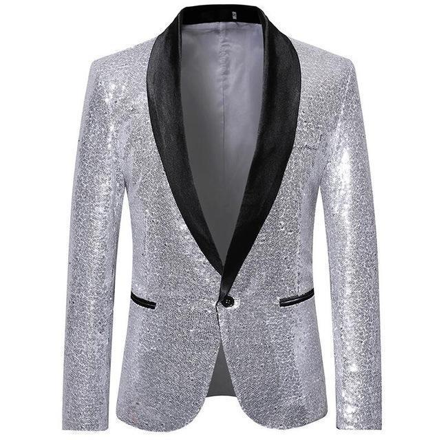 Buy Men's Blazer Wedding Sequin Party Blazer Slim Fit at LeStyleParfait ...