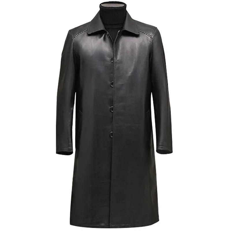 Men's Luxury Leather Overcoat - Overcoat - LeStyleParfait