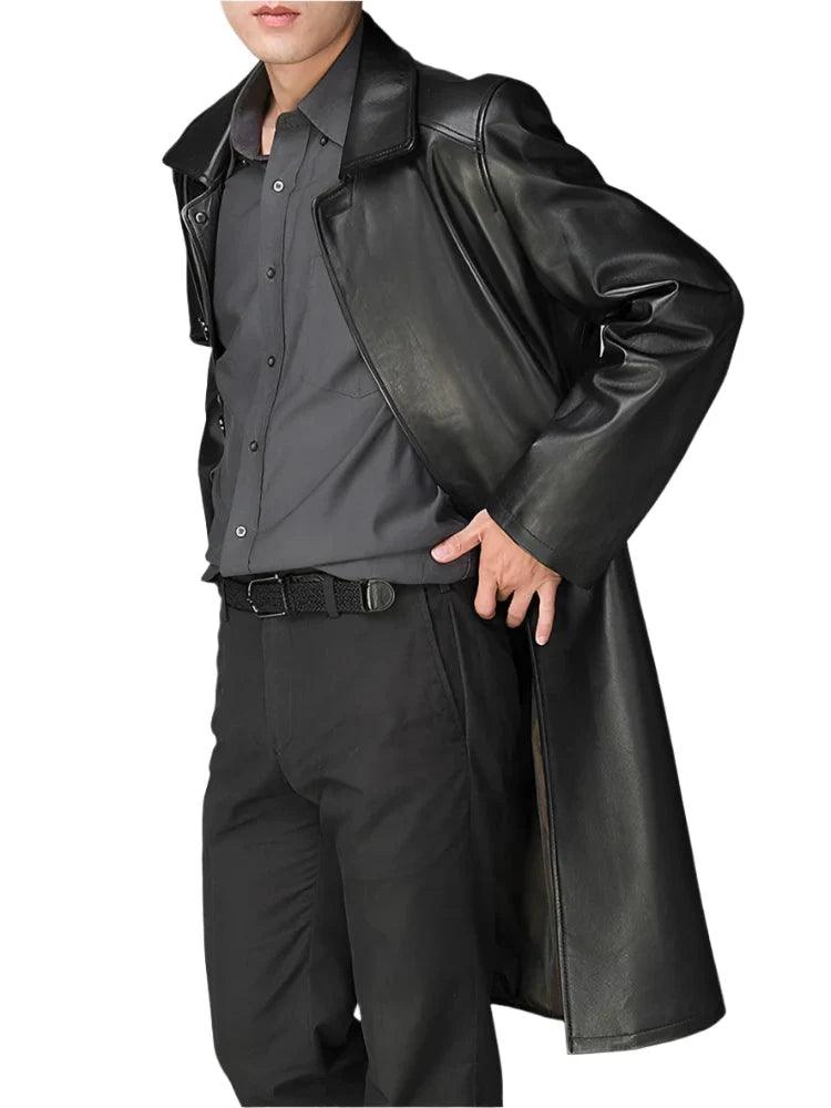 Men's Luxury Leather Overcoat - Overcoat - LeStyleParfait