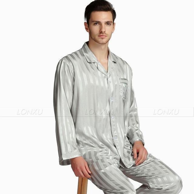 Men's Silk Striped Pajamas, Silk Pajama Sets for Men