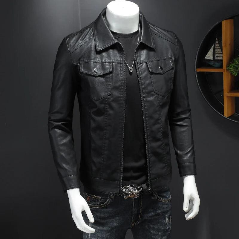 Men's Slim Fit Faux Leather Jackets - Leather Jacket - LeStyleParfait