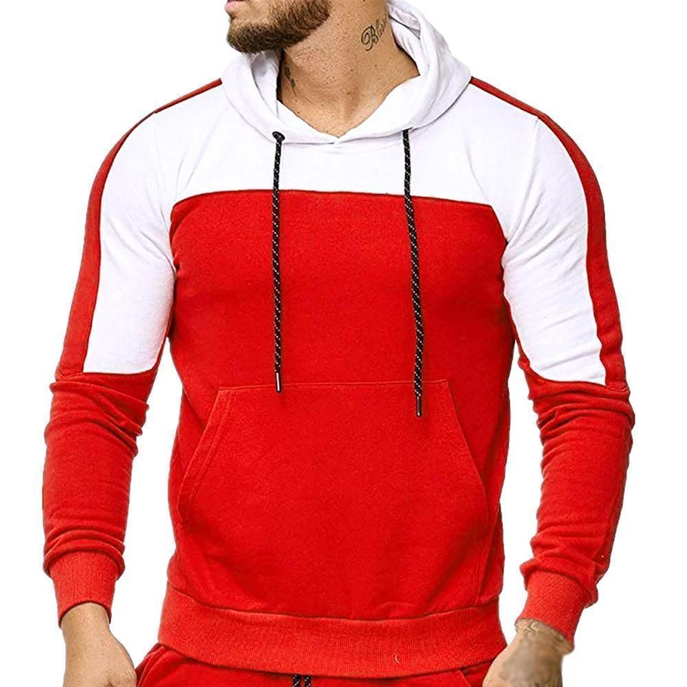 Buy Men Tracksuit Casual Slim Patchwork Hoodie And Jogger Pants at ...