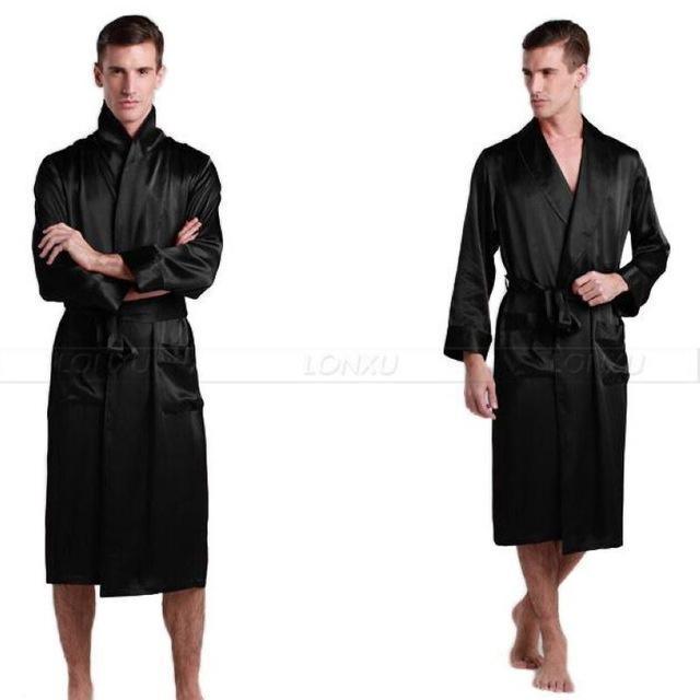 Mens Nightgown Silk Satin Men's Sleepwear - Sleepwear - LeStyleParfait Kenya