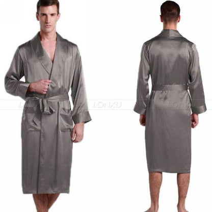 Mens Nightgown Silk Satin Men's Sleepwear - Sleepwear - LeStyleParfait Kenya