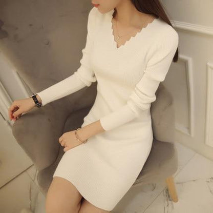 Missy V-Neck Sweater Dress - Dress - LeStyleParfait