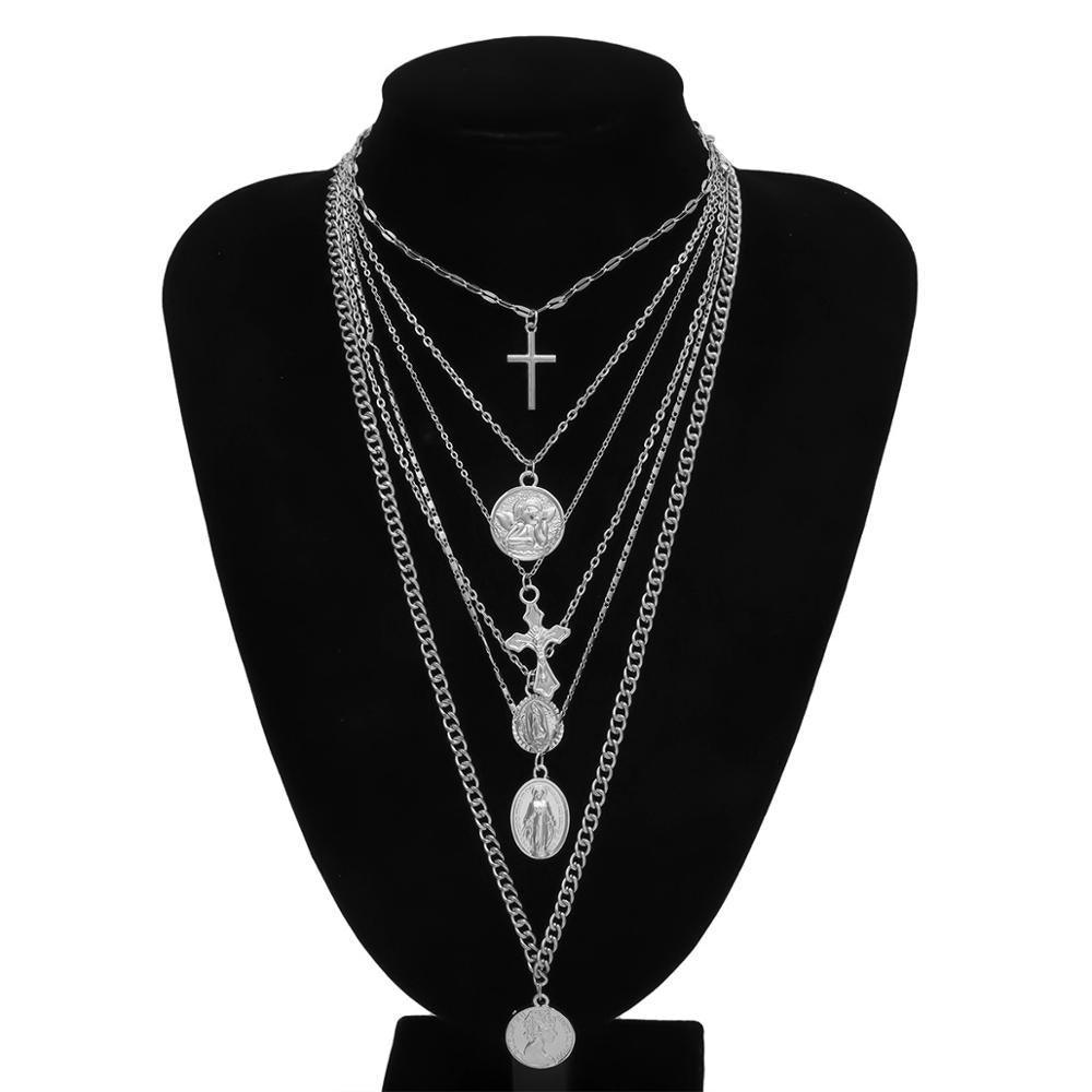 Buy Multi Layer Pendant Necklace Cross and Virgin Mary at LeStyleParfait Kenya