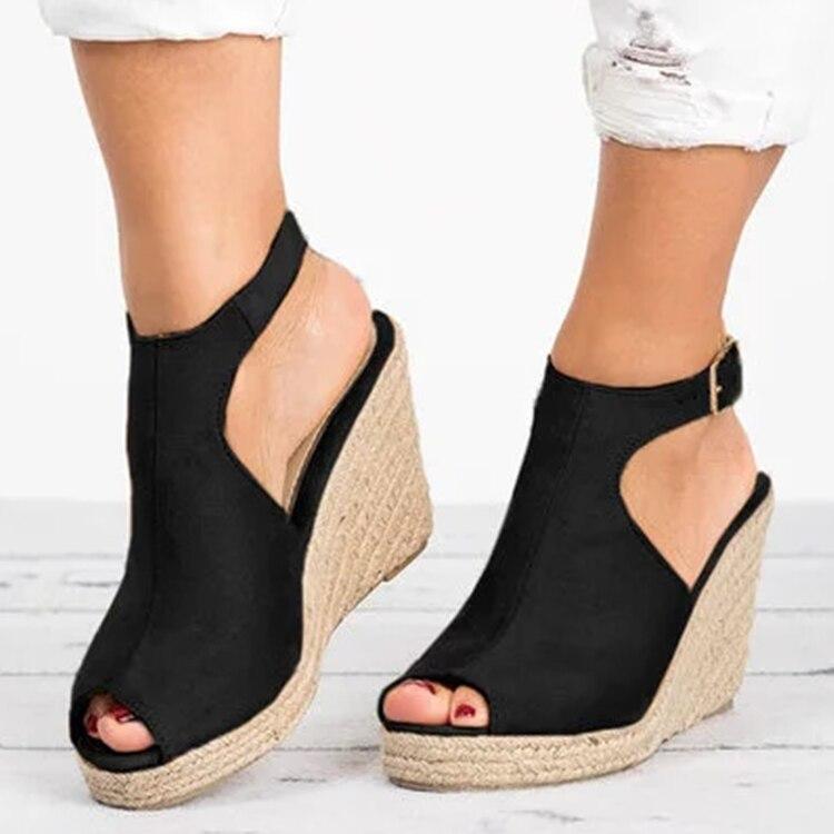 Peep Toe Wedge Sandals - LeStyleParfait Kenya