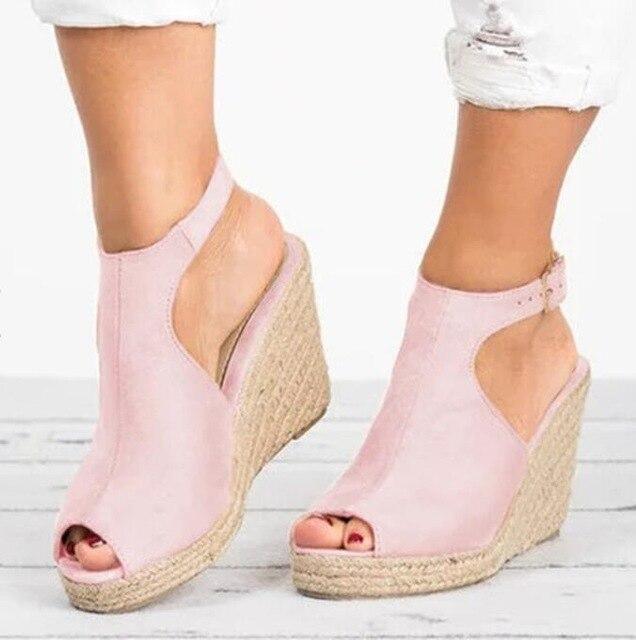 Peep Toe Wedge Sandals - LeStyleParfait Kenya