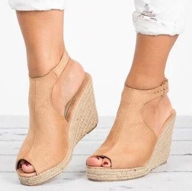 Peep Toe Wedge Sandals - LeStyleParfait Kenya