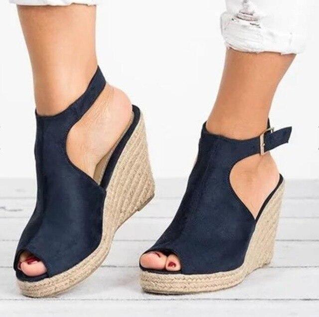 Peep Toe Wedge Sandals - LeStyleParfait Kenya