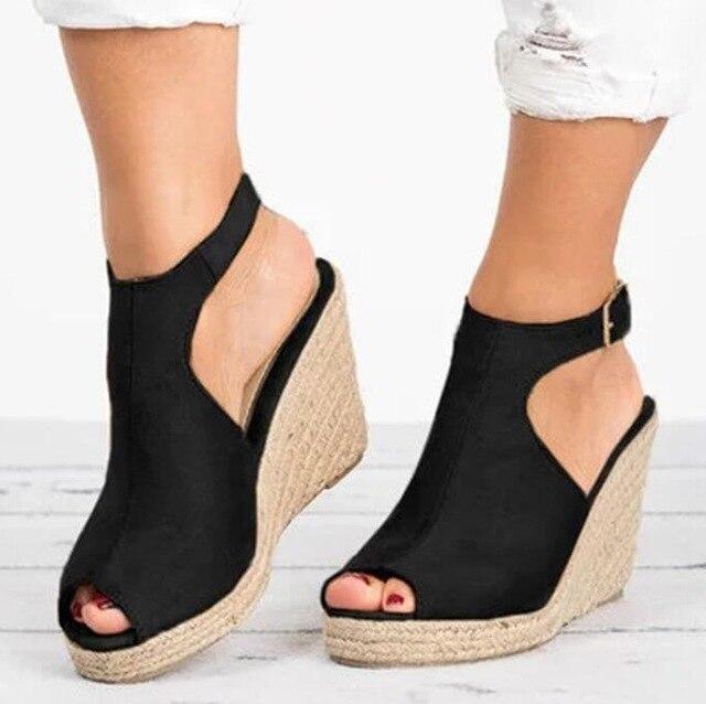 Peep Toe Wedge Sandals - LeStyleParfait Kenya