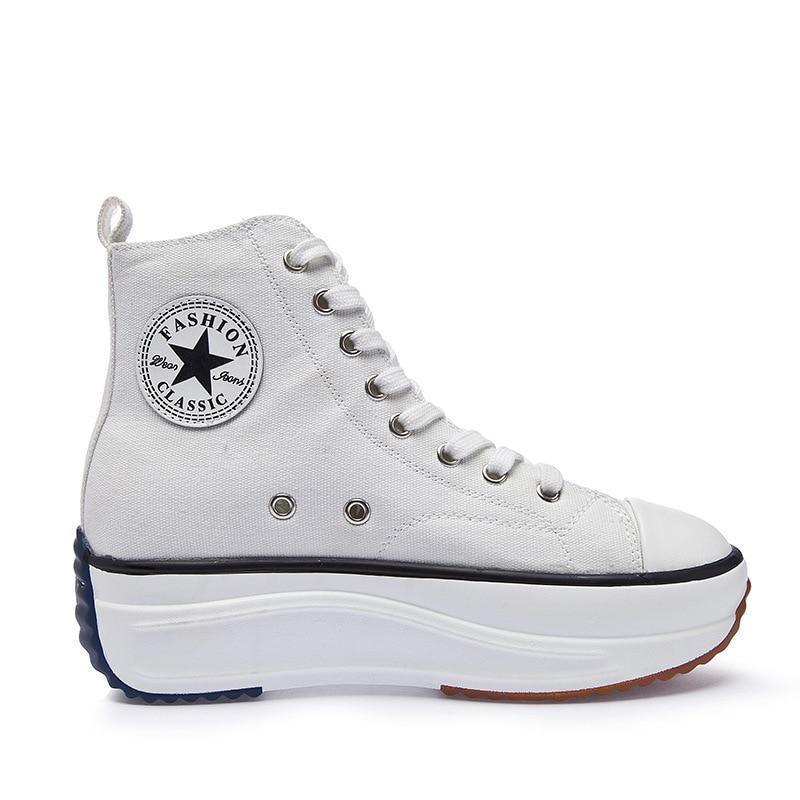 Platform Canvas Sneakers For Women Trainers - LeStyleParfait Kenya