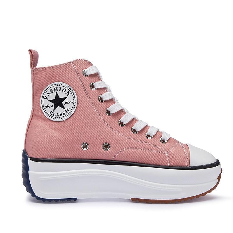 Platform Canvas Sneakers For Women Trainers - LeStyleParfait Kenya