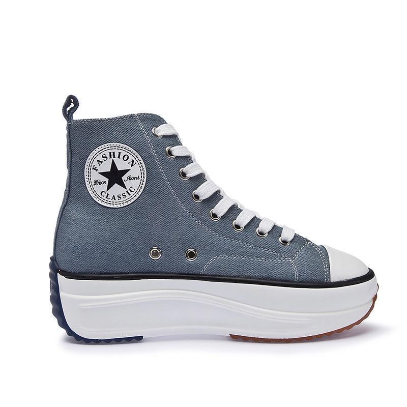 Platform Canvas Sneakers For Women Trainers - LeStyleParfait Kenya