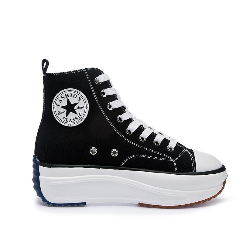 Platform Canvas Sneakers For Women Trainers - LeStyleParfait Kenya