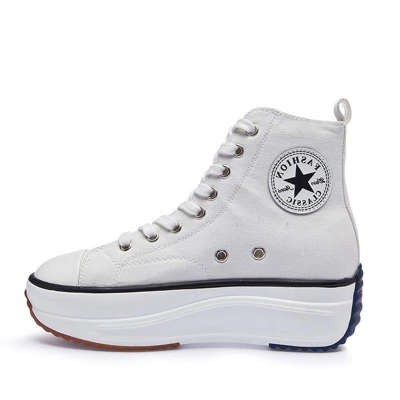 Platform Canvas Sneakers For Women Trainers - LeStyleParfait Kenya