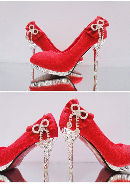 Rhinestone Bowtie Women's Wedding Shoes - Shoes - LeStyleParfait Kenya