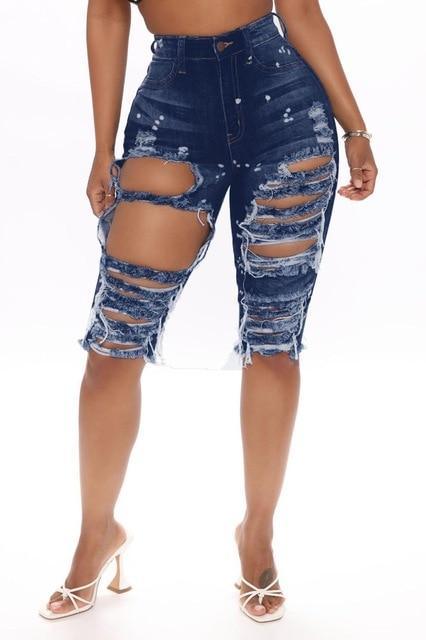 Ripped Jeans Summer Knee Length Jeans - Shorts - LeStyleParfait Kenya