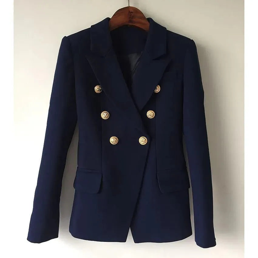 Sign It Navy Blue Blazer Women - Casual - Plain-Solid - Double-Breasted Blazer - LeStyleParfait