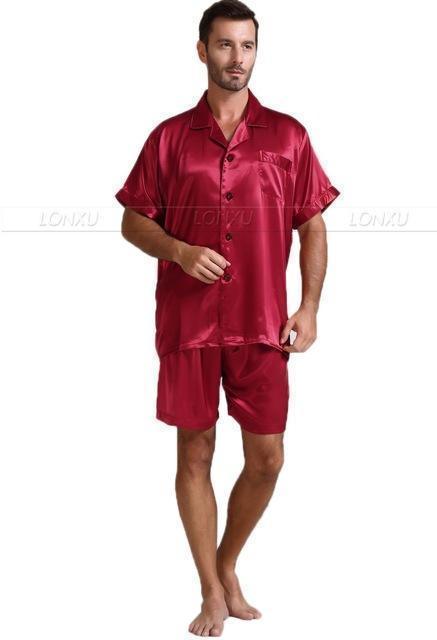 Men's silk hot sale pajama shorts