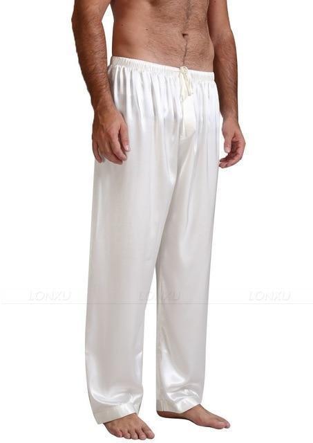 Lonxu Mens Silk Satin Pajamas Pyjamas Pants Sleep Bottoms Black M at   Men's Clothing store