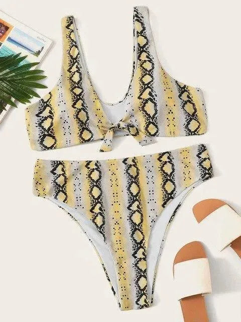 Snake Print High-Waist Bikini Set - Bikini - LeStyleParfait