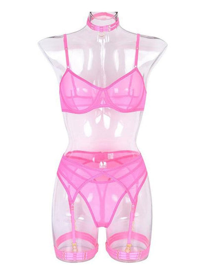 Solid Mesh Ladies Lingerie Set - Lingerie Set - LeStyleParfait