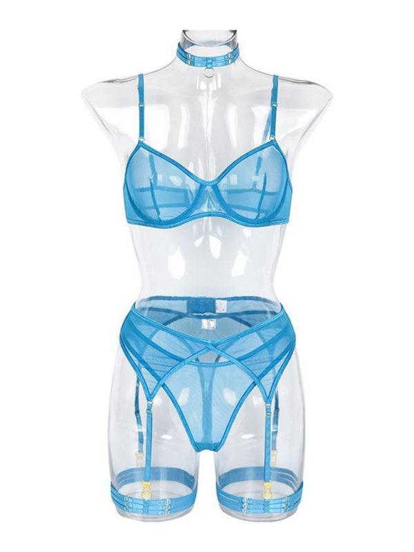 Solid Mesh Ladies Lingerie Set - Lingerie Set - LeStyleParfait