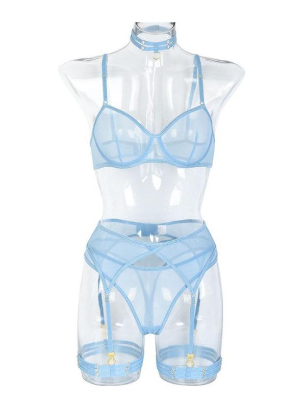 Solid Mesh Ladies Lingerie Set - Lingerie Set - LeStyleParfait