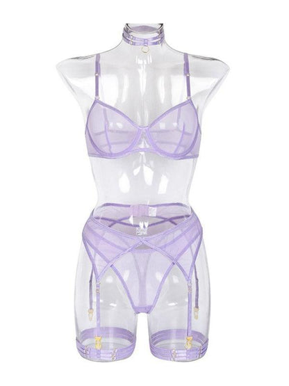 Solid Mesh Ladies Lingerie Set - Lingerie Set - LeStyleParfait