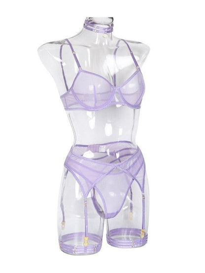 Solid Mesh Ladies Lingerie Set - Lingerie Set - LeStyleParfait