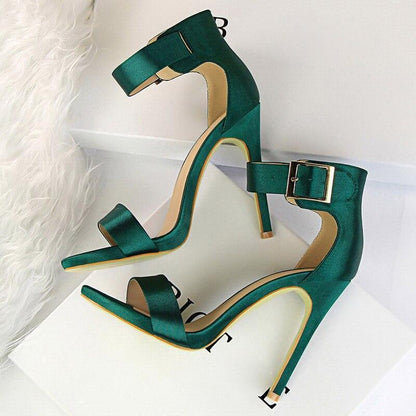 Solid Open-Toe High Heels - Shoes - LeStyleParfait Kenya