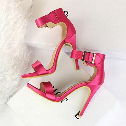 Solid Open-Toe High Heels - Shoes - LeStyleParfait Kenya