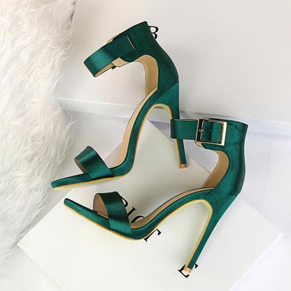 Solid Open-Toe High Heels - Shoes - LeStyleParfait Kenya