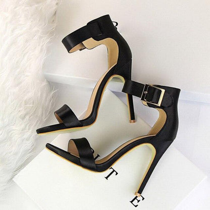 Solid Open-Toe High Heels - Shoes - LeStyleParfait Kenya