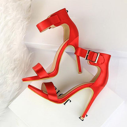 Solid Open-Toe High Heels - Shoes - LeStyleParfait Kenya