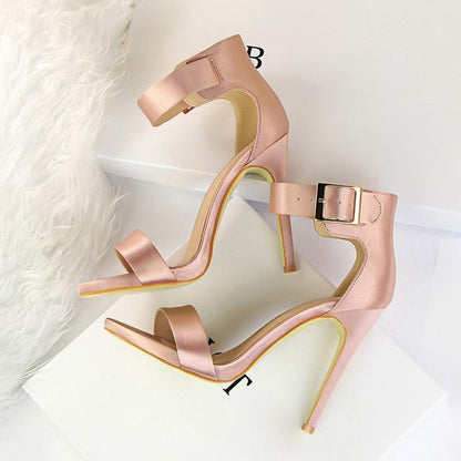 Solid Open-Toe High Heels - Shoes - LeStyleParfait Kenya