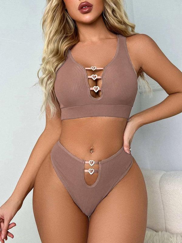 Solid Sexy Hollow Women Lingerie Set - Lingerie Set - LeStyleParfait