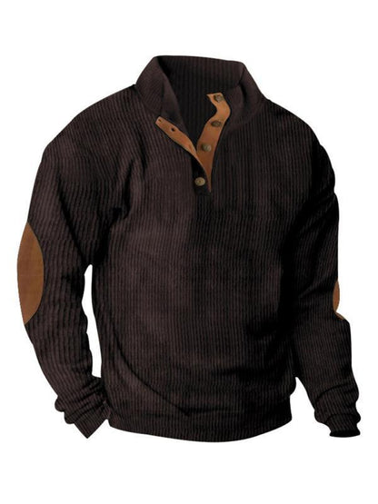 Stand Collar Corduroy Men Sweatshirt - Men Sweatshirt - LeStyleParfait