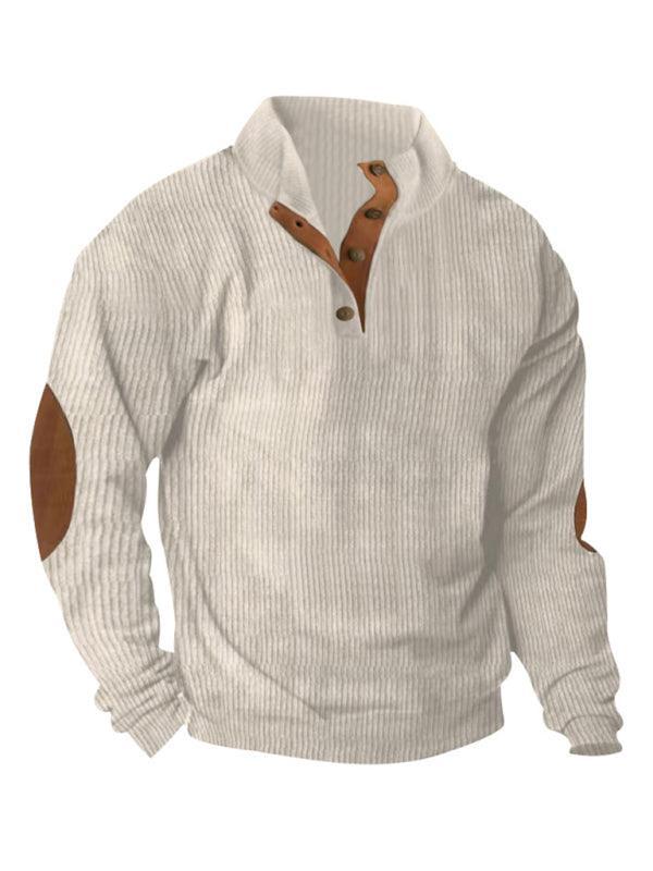 Stand Collar Corduroy Men Sweatshirt - Men Sweatshirt - LeStyleParfait