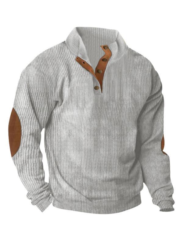 Stand Collar Corduroy Men Sweatshirt - Men Sweatshirt - LeStyleParfait