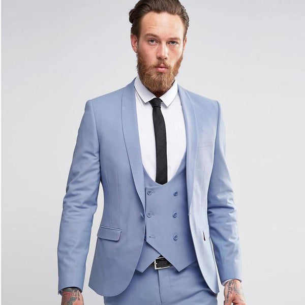 Buy Three Piece Men's Suit Double Breasted Vest Wedding Suit at ...