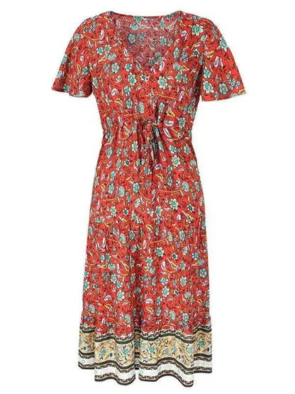 V Neck Floral Maxi Daydress - Maxi Dress - LeStyleParfait