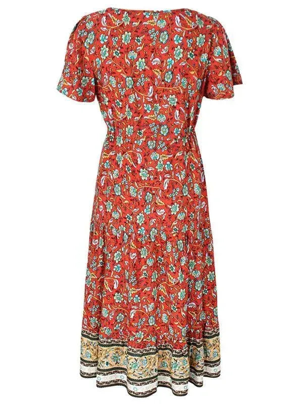 V Neck Floral Maxi Daydress - Maxi Dress - LeStyleParfait